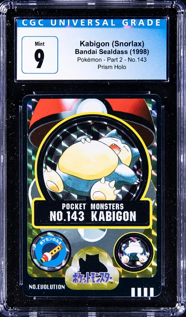 1998 Bandai Sealdass Pokemon Part 2 Prism Holo Kabigon (Snorlax) #143 card image