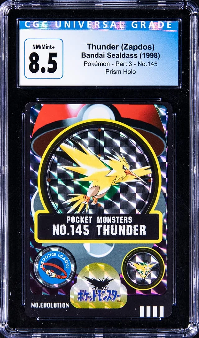 1998 Bandai Sealdass Pokemon Part 3 Prism Holo Thunder (Zapdos) #145 card image