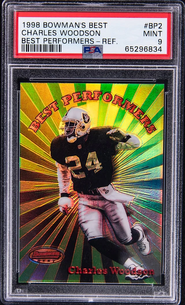 1998 Bowman Best Charles Woodson Performers Refractor #BP2 card image