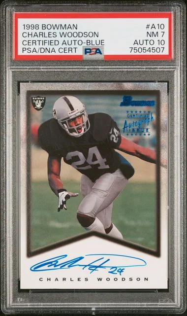 1998 Bowman Charles Woodson Certified Autograph Blue #A10 card image
