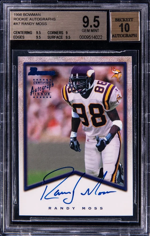 1998 Bowman Randy Moss Autograph #A7 card image