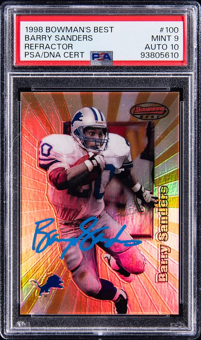1998 Bowman's Best Barry Sanders Atomic Refractor #100 card image