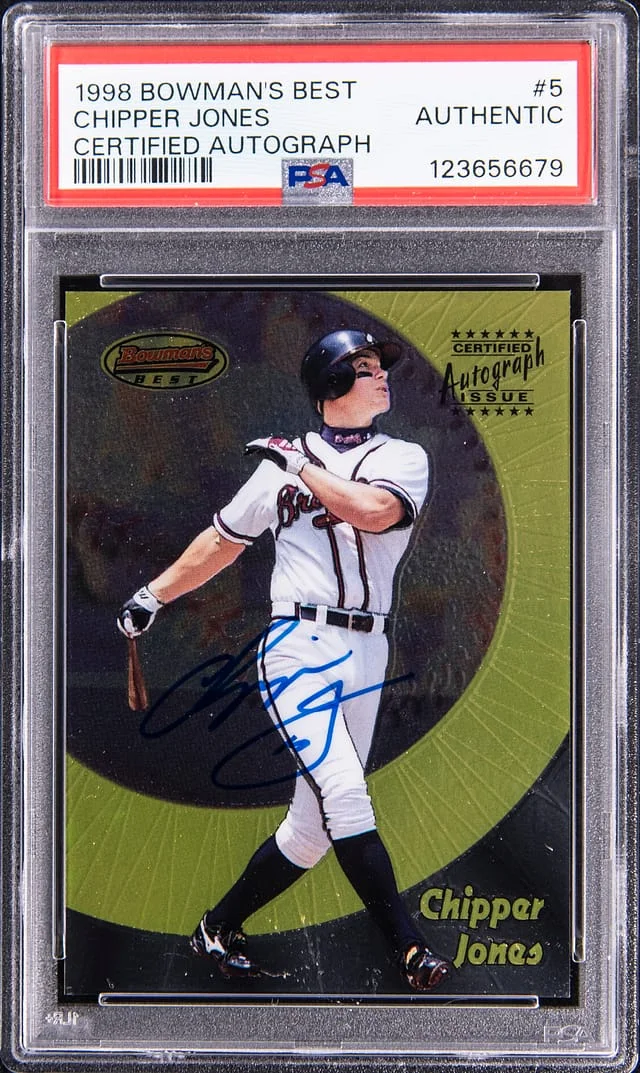 1998 Bowman's Best Chipper Jones Certified Autograph #5 card image