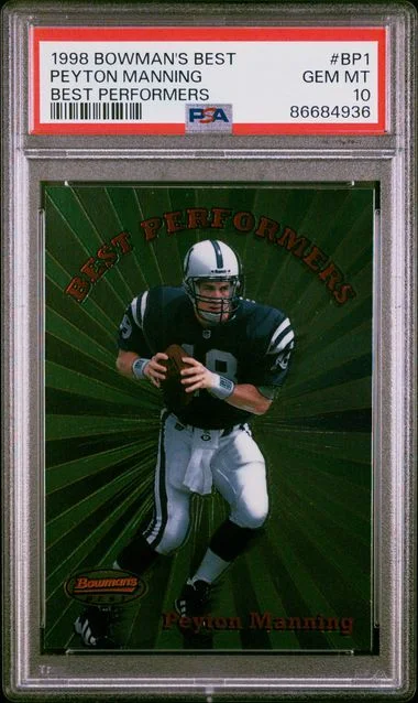 1998 Bowman's Best Peyton Manning Performers #BP1 card image