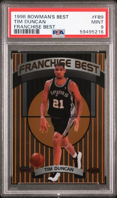 1998 Bowman's Best Tim Duncan Franchise Best #Fb9 card image