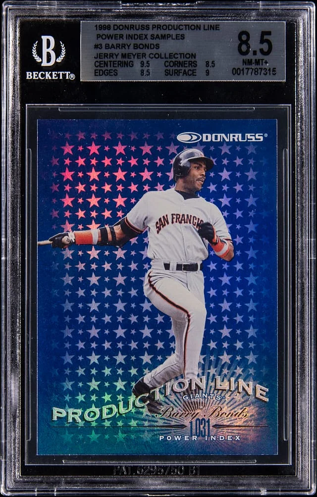 1998 Donruss Barry Bonds Production Line Power Index Samples #3 card image