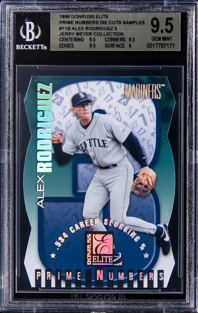 1998 Donruss Elite Alex Rodriguez (/534) Prime Numbers Die Cuts Samples Jerry Meyer Collection #11B card image