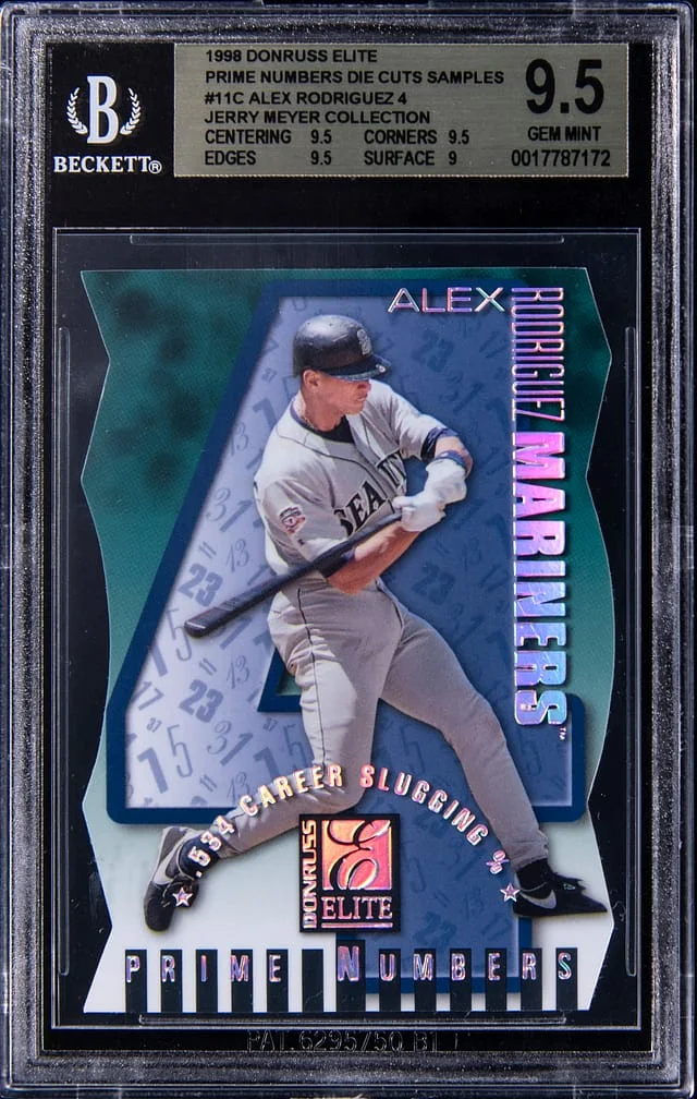 1998 Donruss Elite Alex Rodriguez (/534) Prime Numbers Die Cuts Samples Jerry Meyer Collection #11C card image