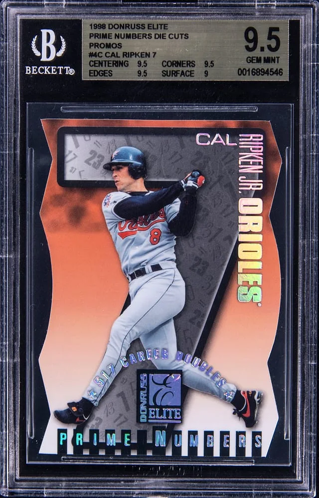 1998 Donruss Elite Cal Ripken Jr. Prime Numbers Die Cut Promo #4C card image