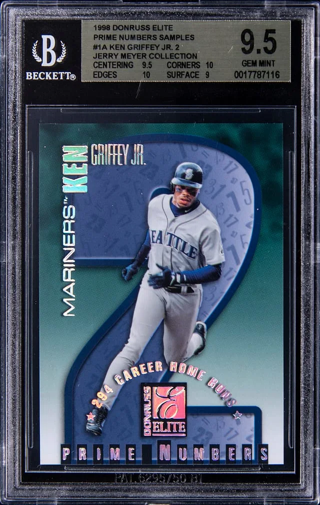 1998 Donruss Elite Ken Griffey Jr. (/294) - Jerry Meyer Collection Prime Numbers Samples #1B card image