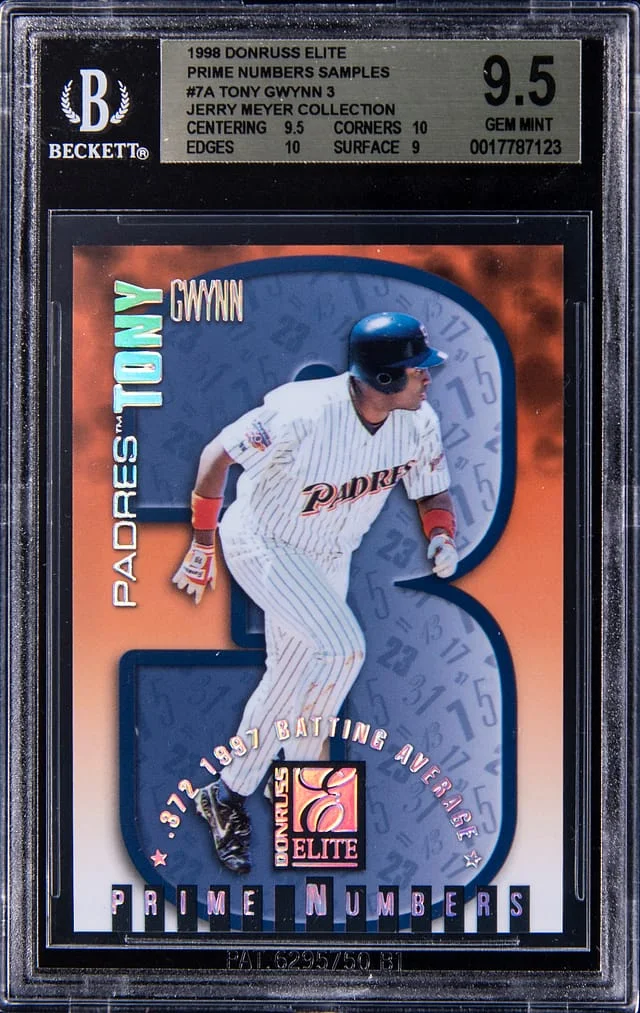 1998 Donruss Elite Tony Gwynn (/372) Prime Number Samples Jerry Meyer Collection #7A card image