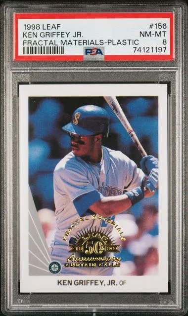 1998 Donruss Leaf Ken Griffey Jr. Fractal Materials Plastic #156 card image