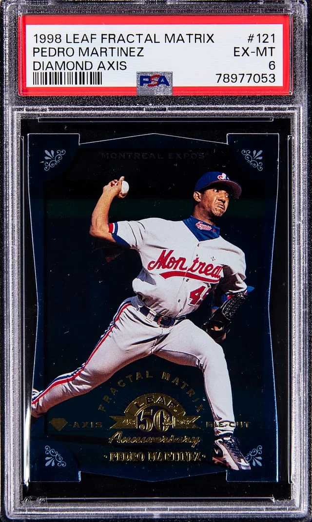 1998 Donruss Leaf Pedro Martinez Fractal Matrix Diamond Axis #121 card image