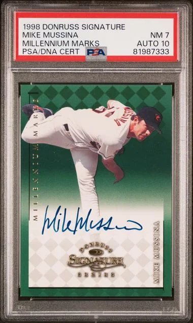 1998 Donruss Signature Millennium Marks Mike Mussina #no-number card image
