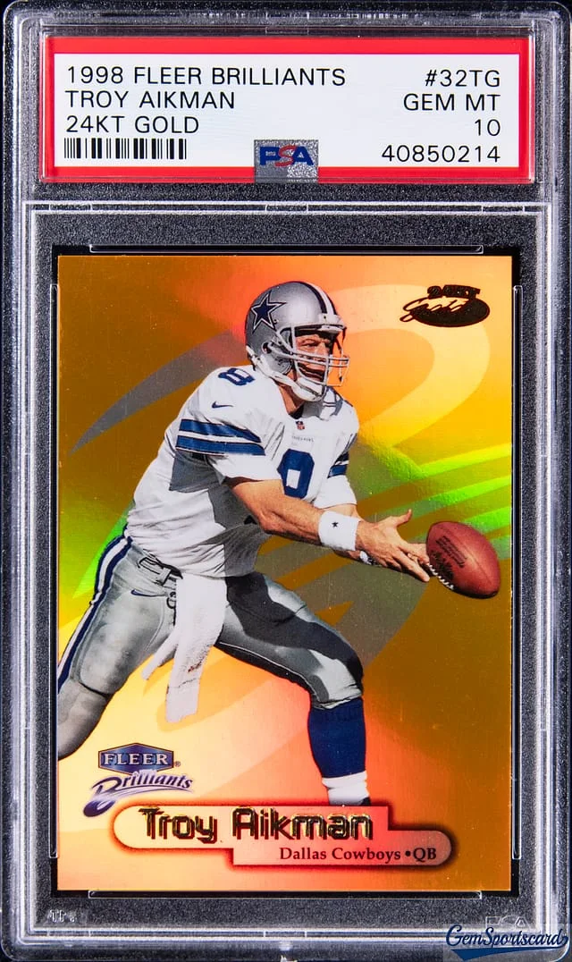 1998 Fleer Brilliants Troy Aikman 24KT Gold #32TG card image