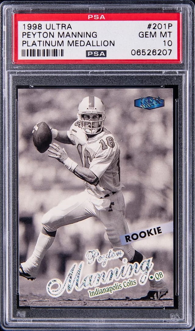 1998 Fleer Ultra Peyton Manning Platinum Medallion #201P card image