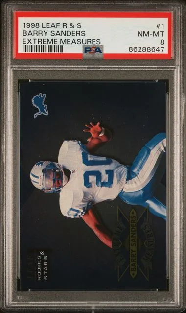 1998 Leaf Barry Sanders R & S Extreme Measures #1 card image