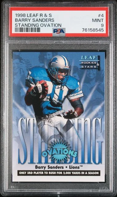 1998 Leaf Rookies & Stars Barry Sanders Standing Ovation #4 card image