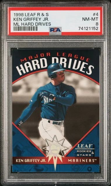 1998 Leaf Rookies & Stars Ken Griffey Jr. Major League Hard Drives #4 card image