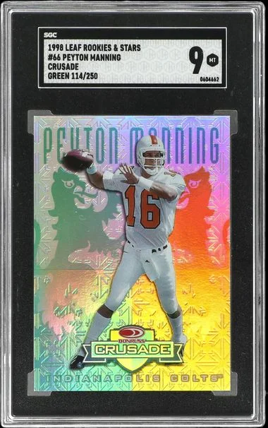 1998 Leaf Rookies & Stars Peyton Manning Crusade Green #66 card image