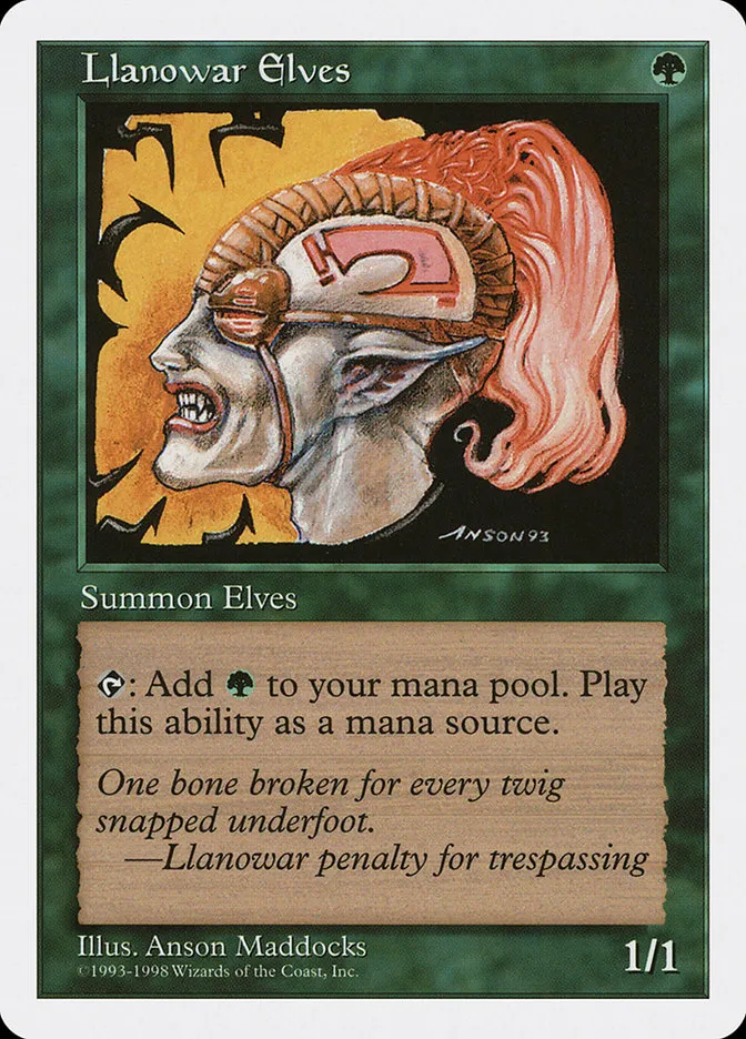 1998 Anthologies Llanowar Elves common #59 common card image