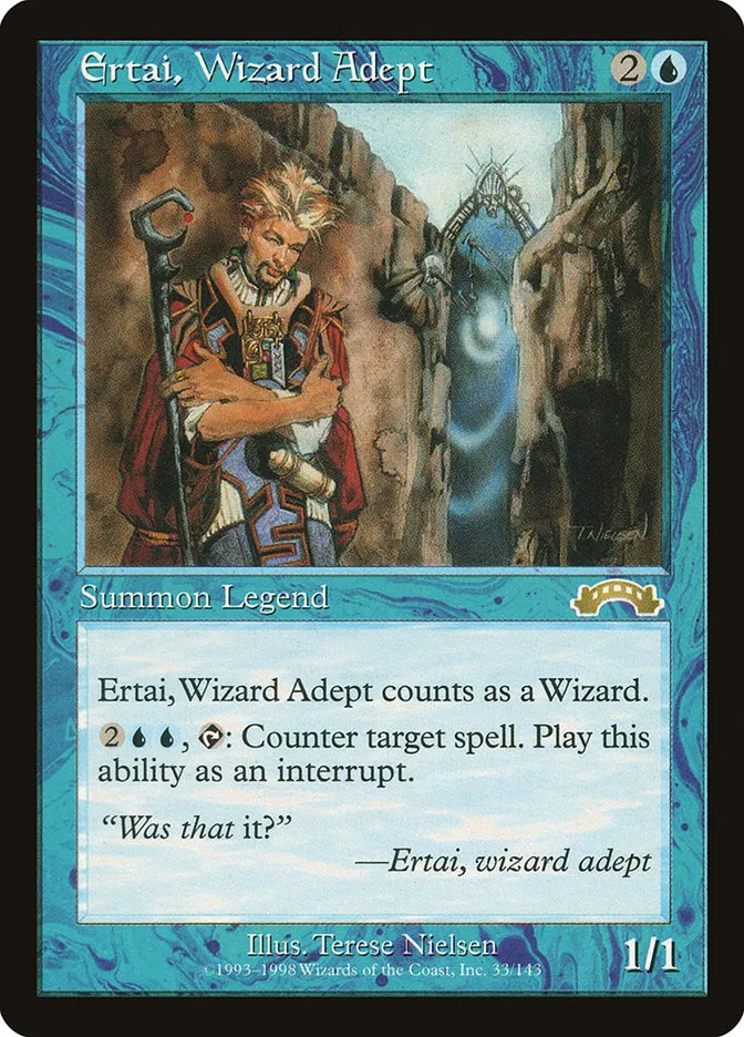 1998 Exodus Ertai, Wizard Adept rare #33 rare card image