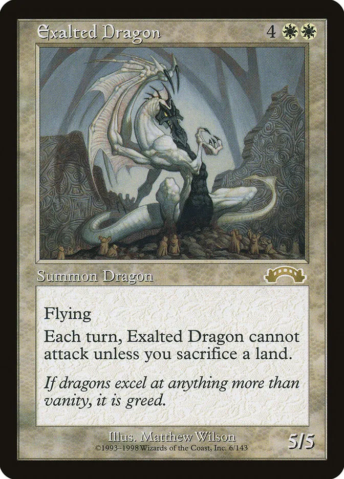 1998 Exodus Exalted Dragon rare #6 rare card image