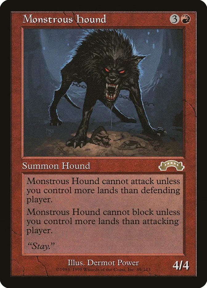 1998 Exodus Monstrous Hound rare #89 rare card image