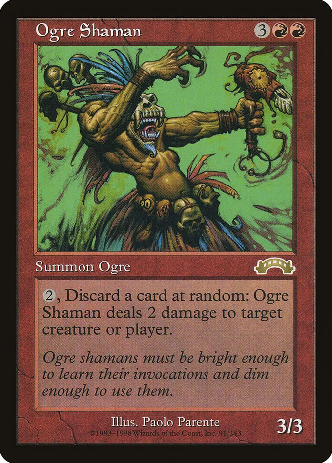 1998 Exodus Ogre Shaman rare #91 rare card image