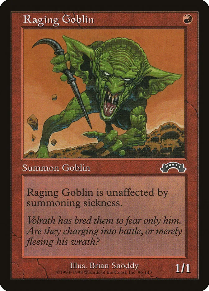 1998 Exodus Raging Goblin common #96 common card image