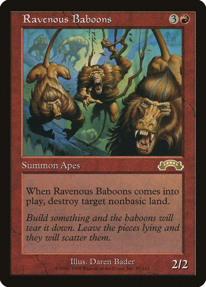 1998 Exodus Ravenous Baboons rare #97 rare card image