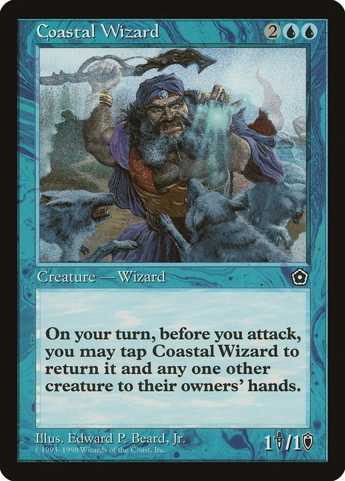 1998 Portal Second Age Coastal Wizard #34 rare card image