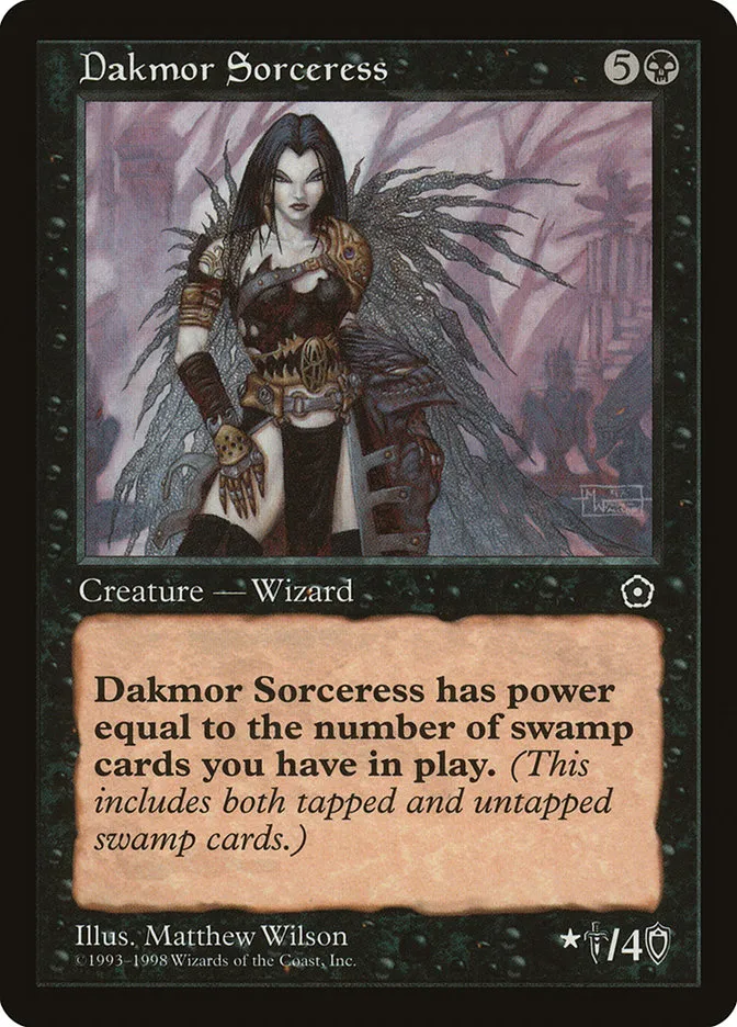 1998 Portal Second Age Dakmor Sorceress rare #71 rare card image