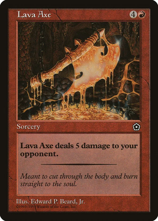 1998 Portal Second Age Lava Axe common #107 common card image