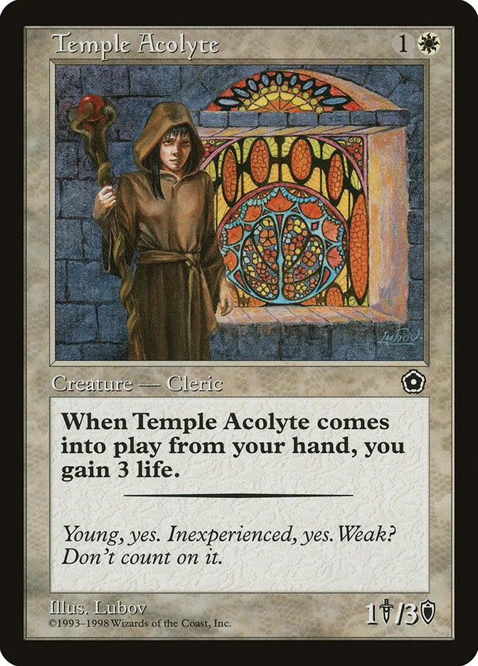 1998 Portal Second Age Temple Acolyte common #23 common card image