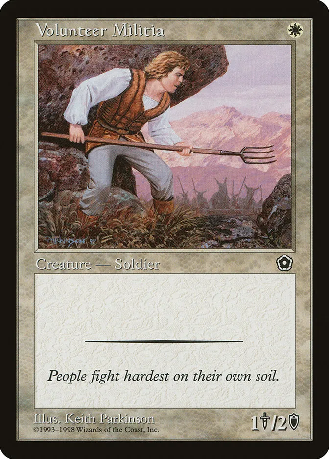1998 Portal Second Age Volunteer Militia common #28 common card image