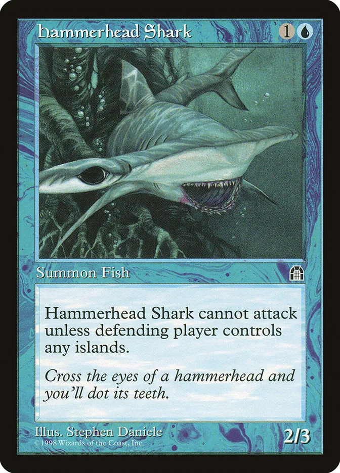 1998 Stronghold Hammerhead Shark common #32 common card image