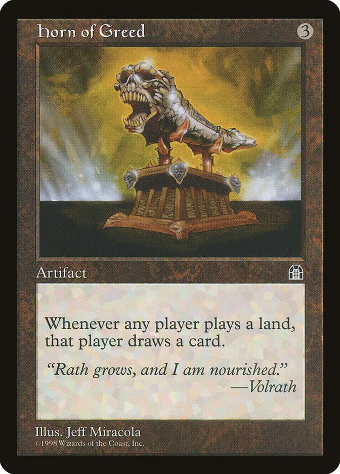1998 Stronghold Horn of Greed #135 rare card image