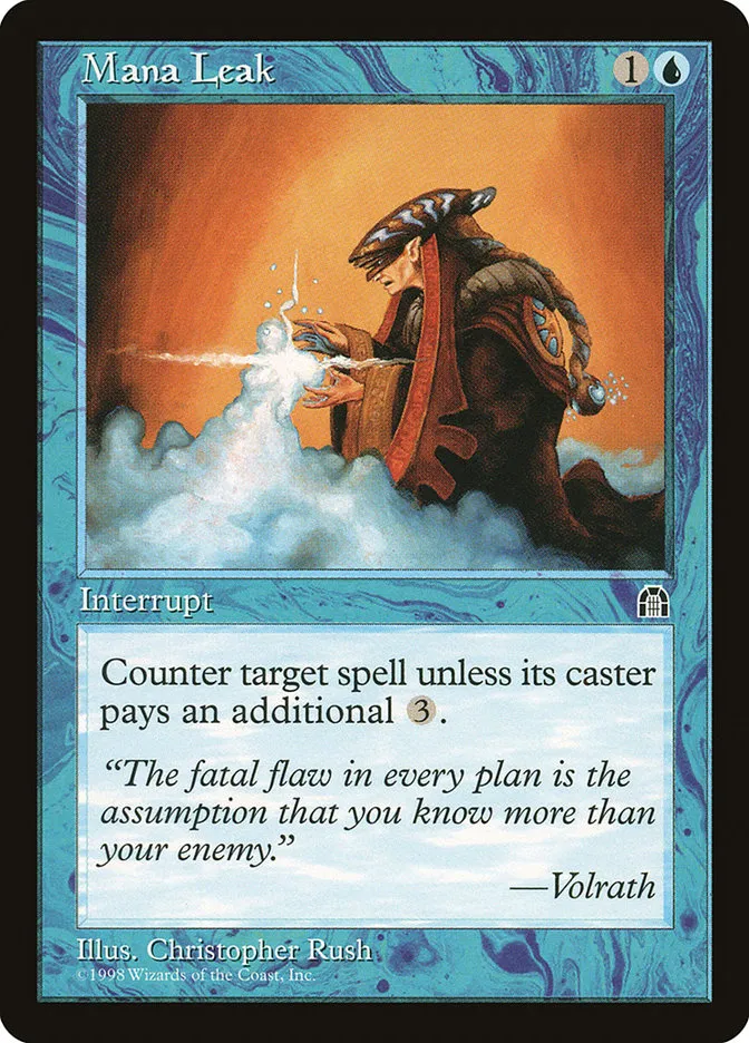 1998 Stronghold Mana Leak common #36 common card image