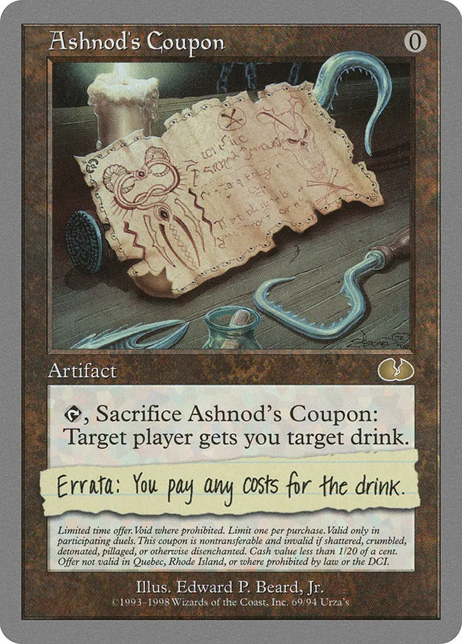 1998 Unglued Ashnod's Coupon rare #69 rare card image