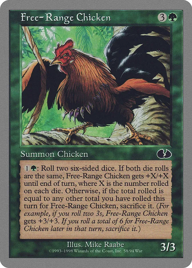 1998 Unglued Free-Range Chicken common #58 common card image