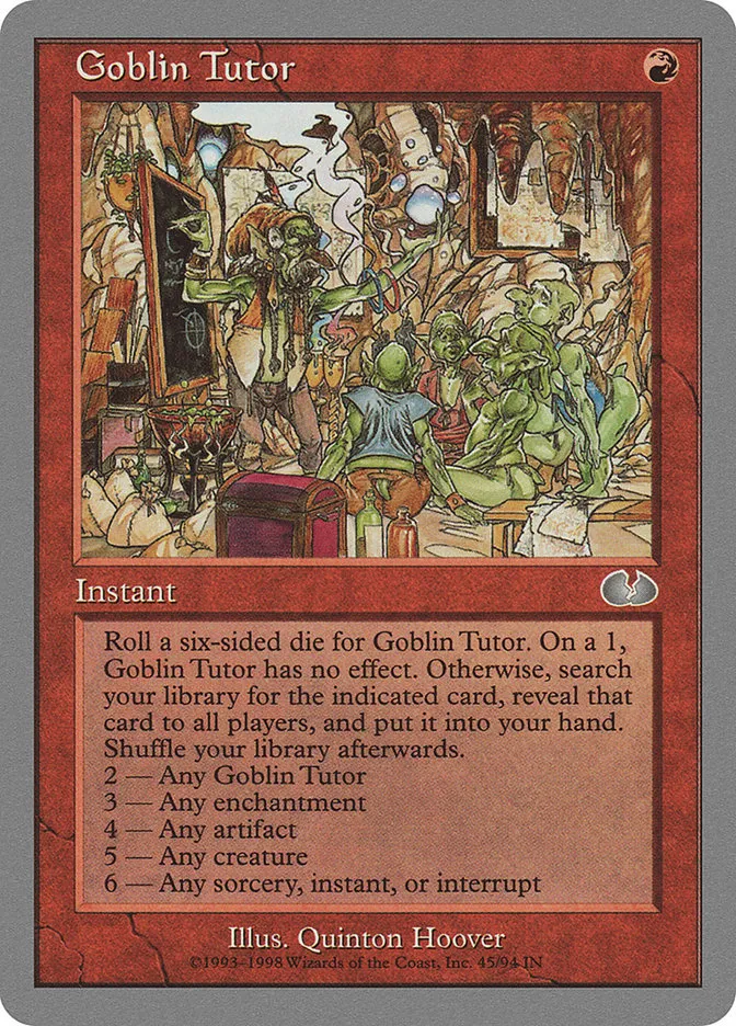 1998 Unglued Goblin Tutor uncommon #45 uncommon card image