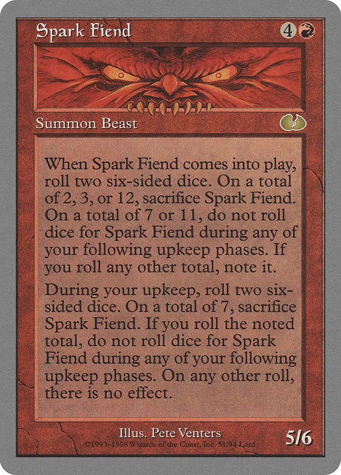 1998 Unglued Spark Fiend #51 rare card image