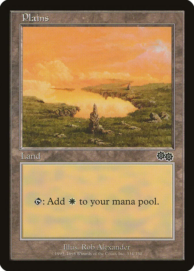 1998 Urza's Saga Plains common #334 common card image