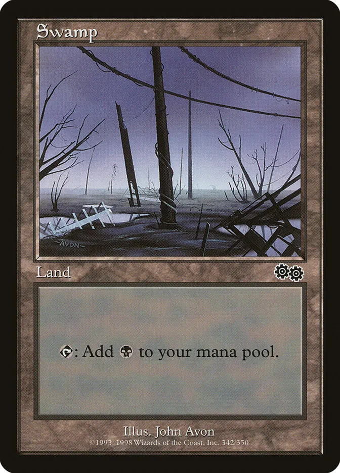 1998 Urza's Saga Swamp common #342 common card image