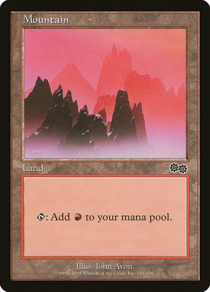 1998 Urza's Saga Mountain common #345 common card image