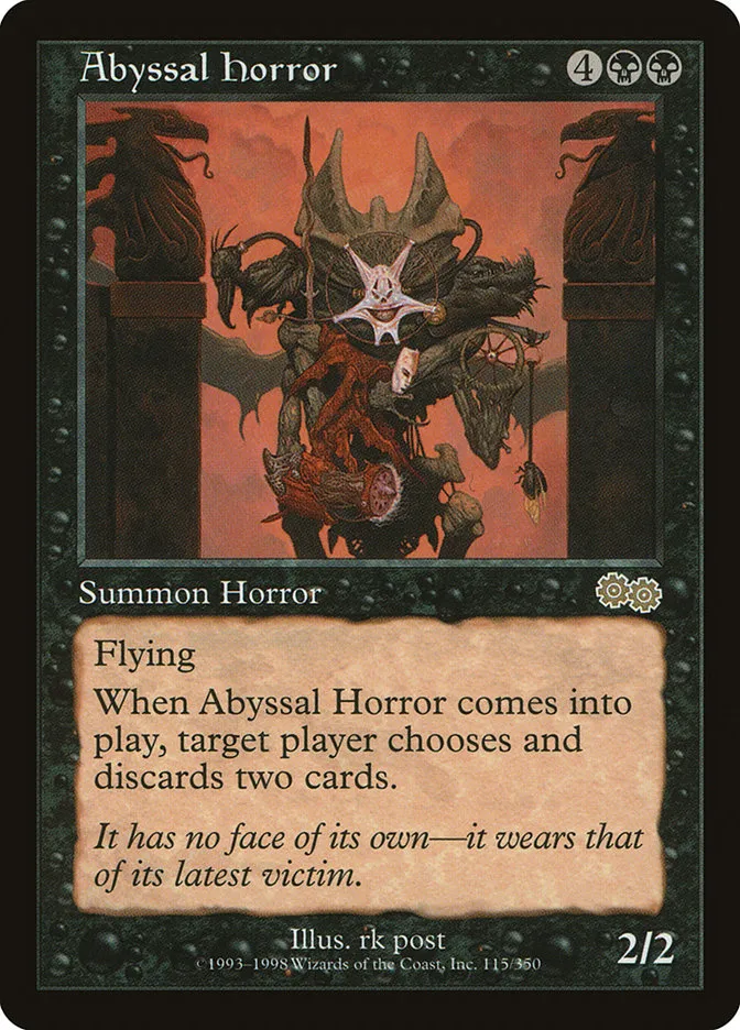 1998 Urza's Saga Abyssal Horror rare #115 rare card image