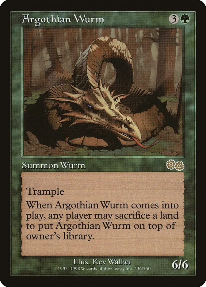 1998 Urza's Saga Argothian Wurm rare #236 rare card image