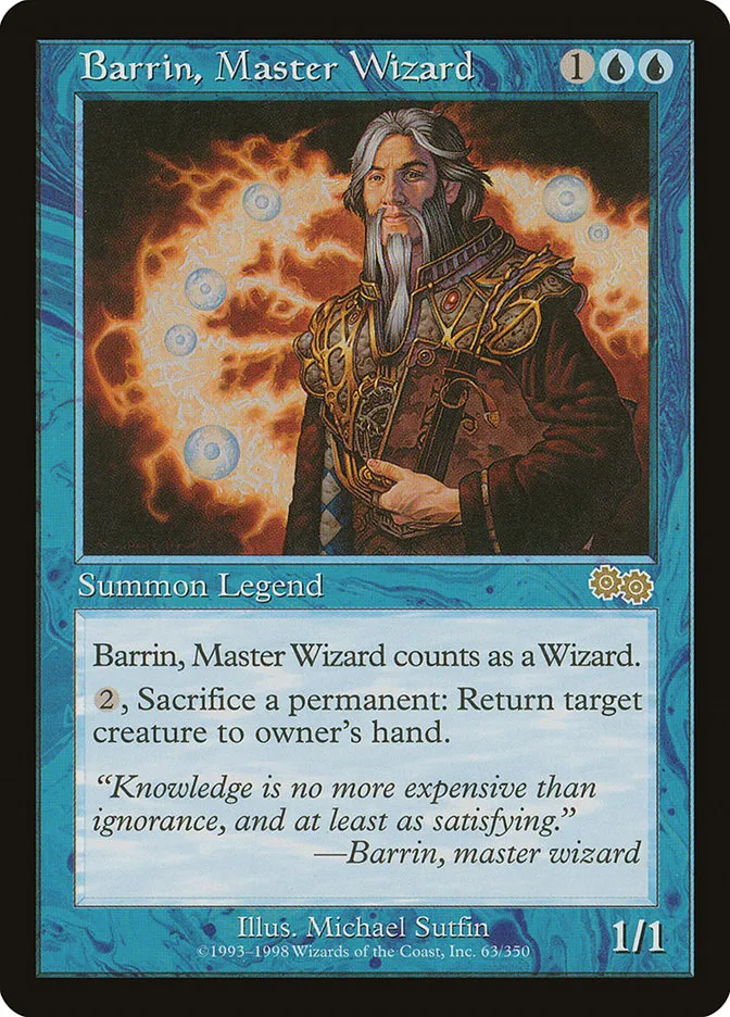 1998 Urza's Saga Barrin, Master Wizard rare #63 rare card image