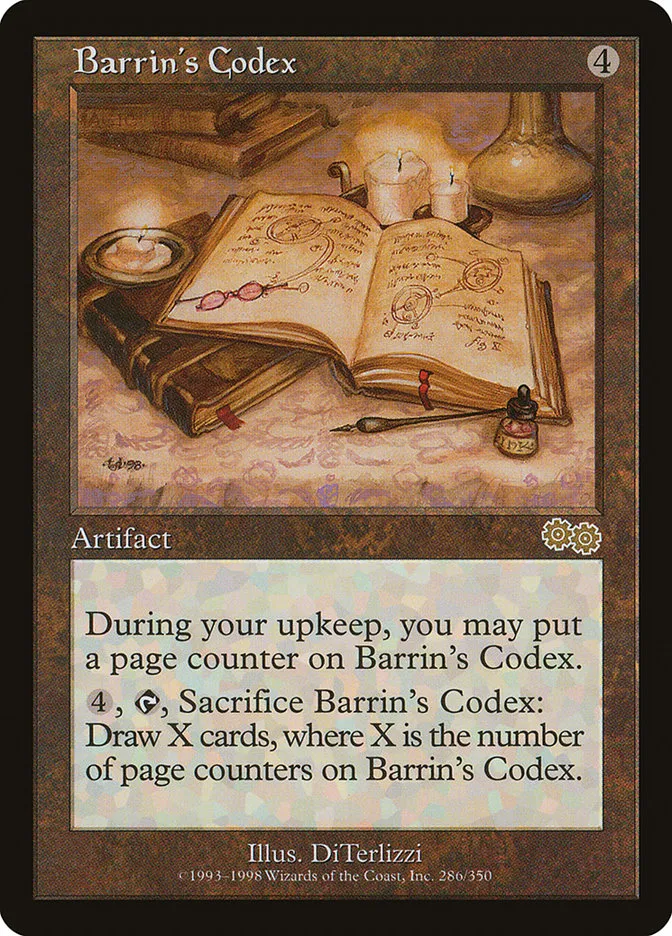 1998 Urza's Saga Barrin's Codex rare #286 rare card image